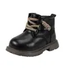 Botines Martin para Bebé 2026 Otoño/Invierno Nuevos Botines Cortos para Niños Botas de Piel para Niñas Suela Suave Botas de Algodón Forradas de Felpa para Niños Negro
