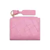 Cartera corta tejida de nuevo diseño de alta gama estilo coreano con patrón de diamantes para mujer, tarjetero con cremallera, llavero y clip para dinero - al por mayor