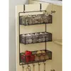 Estante de almacenamiento para cocina, especiero multicapa para puertas de gabinetes, caja de almacenamiento para montaje en pared para cebollas, jengibre y ajo, canasta pequeña colgante sin perforación