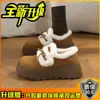 Mocassins fofos com laço, sola grossa e forro de lã, pantufas quentes e aconchegantes, sapatos casuais femininos fáceis de calçar