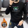 Sudadera Nueva de Manga Larga para Hombre de Lujo Ligero con Estampado Estéreo y Diamantes de Imitación Top de Cuello Redondo para Hombre Cálido y de Terciopelo Otoño e Invierno