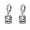 Pendientes de plata de ley S925 con circonitas de seis garras para mujer, accesorios brillantes y populares.