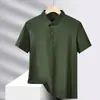 Camisa Polo de Hielo Sin Costuras para Hombre Verano Delgado Elástica Transpirable Casual de Negocios Camisa de Hombre Manga Corta Cuello Camisero Camiseta