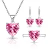 Transmisión en Vivo Venta Caliente Corazón de Amor Piedra Preciosa Colorida Comercio Electrónico Transfronterizo Venta Caliente Forma de Corazón Circonia Conjunto de Accesorios de Collar Anillo Pendientes