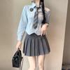 Camisa de cintura alta jk para mujer, falda plisada sexy de manga larga, traje de uniforme, aspecto adelgazante versátil, estilo japonés, estilo preppy, venta al por mayor