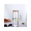 Tetera de Agua Fría Rayada Tetera de Agua Fría para el Hogar Tetera de Jugo Espesa Tetera de Vidrio Resistente a Altas Temperaturas Jarra de Gran Capacidad Tetera de Vidrio