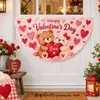 Bandera de Abanico de Medio Círculo Popular Transfronteriza para el Día de San Valentín, Tela Romántica de Corazón de Amor para Colgar en la Pared, Decoración para Fiestas Festivas, Fondo para Fotos