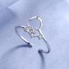 S925 Sterling Silver Geométrica Micro Star Moon Anel Estilo Coreano Criativo Distintivo Abertura Ajustável Jóias