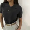 Suéter Transfronterizo Estilo Europeo y Americano Primavera/Verano 2026 Nuevo Cuello Polo Botones de Punto Placket Estilo Simple Top de Punto Manga Corta