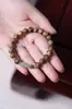 Pulsera Auténtica de Madera Qinan Verde Ágata Malaquita Cristal Fantasma Rojo del Sur Cuentas de Oración Budista Joyería de Madera Vintage de Nicho