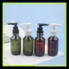 Garrafa com tampa de pressão cor de chá, frasco de álcool em gel 100ml, frasco de sérum 100ml, frasco com pump de bico fino, frasco refil para shampoo