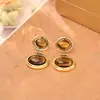 Brincos Vintage Exquisitos Versáteis com um Toque Estiloso, Brincos de Moda com Pedra Olho de Tigre, Brincos de Luxo Leve de Alta Qualidade Estilo Hong Kong para Mulheres