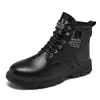 Botas Martin de caña alta forradas de forro polar para hombre, Versátiles de estilo coreano, Zapatos cálidos de algodón de suela gruesa, Botines casuales de cuero