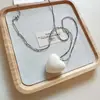 Em Estoque Importado da Coreia Corrente de Contas Metálicas Dongdaemun Corda Preta Colar Longo de Coração Corrente para Suéter Moda Doce Estilo Cool