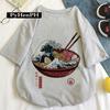 Playera para Mujer 2023 Estilo Japonés Retro Estampado Monstruo Fideos Verano Pareja Hombre y Mujer Cuello Redondo