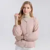 Huaye 100% Seda de Morera Relleno Cuello en V Cálido Resistente al Viento Algodón Holgado Casual Chaqueta Cárdigan Top Nuevo Estilo para Mujer