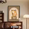 Cômoda Estilo Vintage, Pinturas Decorativas, Pinturas para Mesa de Jantar, Parede de Fundo para Sofá na Sala de Estar, Pinturas de Parede de Alto Padrão, Pinturas de Chão Estilo Chinês Novo