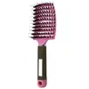 Mejor venta de fábrica peine de cerdas de cerdo cabeza redonda forma de cepillo de masaje para cabello rizado peine de peluquería peine curvo grande peine de dientes anchos punto