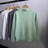 Suéter de punto de cuello alto medio, una pieza, base de terciopelo para mujer, otoño e invierno, jersey con forro de imitación de visón, suéter de visón tejido