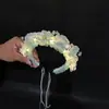 Horquilla de flores con acabado luminoso diadema de flores tocado de princesa para niños estilo bosque accesorios para el cabello brillantes nuevos lindos