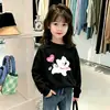 Camiseta de Algodão Puro Manga Longa Outono Inicial para Meninas Camisa Base com Estampa de Desenho para Bebê Estilo Outono Infantil Top Versátil Roupa Infantil t