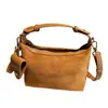 Bolso vintage de cuero genuino transfronterizo para mujer, bolso tipo dumpling de ante esmerilado de capa superior de piel de vaca, bolso de mano y bandolera versátil para el uso diario de las mujeres