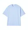 Camiseta Unisex de Hilo Doble 32S 240g Marca de Moda Hombro Caído Cuello Redondo Manga Corta Versátil con Texto Estampado y Bordado Estilo Casual Holgado