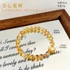 Pulseira de Contas Cristal Amarelo Torre da Riqueza para Mulheres, Pulseira Fashion de Obsidiana Prateada em Formato de Coração de Concha para o Dia a Dia