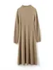 Suéter de Lã Feminino Outono/Inverno 2026 Tricotado Costela Dupla Slim Fit Vestido Versátil Manga Longa para Camada ou Peça Externa