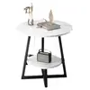 Mesa de centro pequeña mesa auxiliar de sofá doble capa sala de estar mesa redonda pequeña dormitorio simple estante de almacenamiento de mesita de noche balcón mesa de centro pequeña