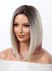 Peluca Bobo Europea y Americana Teñida con Raya Media para Mujer Exportación Cabello Corto Liso Negro Degradado Borgoña Bob en Stock