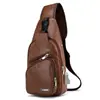 Novedad Bolso Cruzado para Hombre con Carga USB Antirrobo Casual Retro de PU Bolso de Hombro para Hombre Bolso Cruzado Deportivo para Exteriores