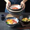 Tigela de Ramen Japonês Tigela de Cerâmica para Macarrão Tigela de Sopa Louça Japonesa Tigela Grande Tigela Chapéu Tigela de Salada Doméstica Tigela de Arroz Prato Venda por Atacado