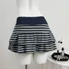 Falda mini de línea A a rayas y con bloques de color, estilo japonés y coreano de verano, dulce, nicho, para chica popular, versátil, sexy, a la moda, para mujer