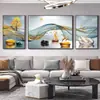 Decoração de Sala de Estar Pintura Luxo Leve Parede de Fundo de Sofá Pintura Pendurada Modelo de Quarto Espaço Comercial Casa Decoração Suave Mural Tríptico