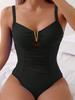 2026 Novo Estilo Europeu e Americano Cor Sólida Slim-Fit Esconde Barriga Biquíni de Fonte Termal Amazon Sexy Maiô Peça Única para Mulheres Atacado