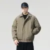 Jaqueta acolchoada grossa com gola para outono e inverno para homens, novo modelo 2026 casaco de algodão, jaqueta masculina, casaco de algodão casual liso