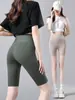 Pantalones de tiburón de verano para mujer de tres cuartos, control de abdomen, realce de glúteos, anti-exposición, pantalones de yoga finos, leggings de ciclismo, efecto pierna desnuda