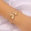 Pulsera Abierta Floral de Alta Venta Transfronteriza, Pulsera Geométrica de Lujo Ligero Nicho de Gama Alta, Pulsera de Brazo de Moda, Pulsera de Plata