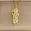 Collar de Diseño Nuevo Exclusivo Transfronterizo Europeo y Americano Cobre Chapado en Oro Circonita Microincrustada Colgante de San Judas