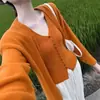 Conjunto de Dos Piezas de Cárdigan de Punto Delgado de Manga Larga de Color Sólido + Chaleco para Mujer 2025 Nuevo Ropa de Principios de Otoño Tops