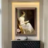 Pintura a Óleo Texturizada para Sala de Estar, Arte de Figura e Floral Estilo Americano, Pintura Decorativa para Sala de Jantar, Grande Mural de Estilo Europeu de Luxo Leve, Vintage