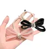 Elegante Lazo Rosa con Perlas de Doble Uso para el Cabello, Lujoso Accesorio para Cola de Caballo Alta y Moño para Niñas