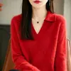 Novo suéter de lã 100% para outono e inverno, gola alta, solto, cor sólida, espessado, manga longa, tricotado, quente, simples, camada base, vestuário feminino
