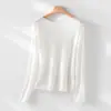 Importado do Japão Tricetato Caxemira Ombro a Ombro Versátil Malha Fina Camisa Base Pulôver Solto Emagrecedor