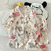 Pijama de Algodón Nube Tailandés para Mujer, Ropa de Casa de Manga Corta Estilo Coreano de Verano con Dibujos Animados Lindos, Conjunto de Dos Piezas al por Mayor