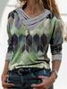 2024 Nuevo Amazon Ropa de mujer transfronteriza europea y americana elegante para ir al trabajo holgada con cuello en V de manga larga camiseta con estampado top para mujer