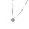 Collar Colgante de Disco de Estrella de Ocho Puntas Full Diamante Plateado para Mujer, Sencillo y de Alta Gama, Cadena Clavicular de Lujo Ligero de Nicho, Accesorio Elegante