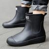 Moda botas de chuva homens e mulheres sapatos de água curta adulto plana quente botas impermeáveis curto estudante sapatos de borracha sapatos masculinos galochas atacado