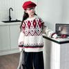Suéter da Moda Feminina 2025 Novo Outono e Inverno Tricô Jacquard Coreano Elegante e Moderno Infantil para Crianças Mais Velhas